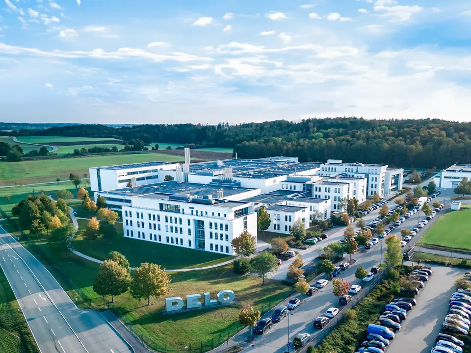 DELO headquarters and production facility for industrial adhesives and functional polymers - it hosts research, development center, and production